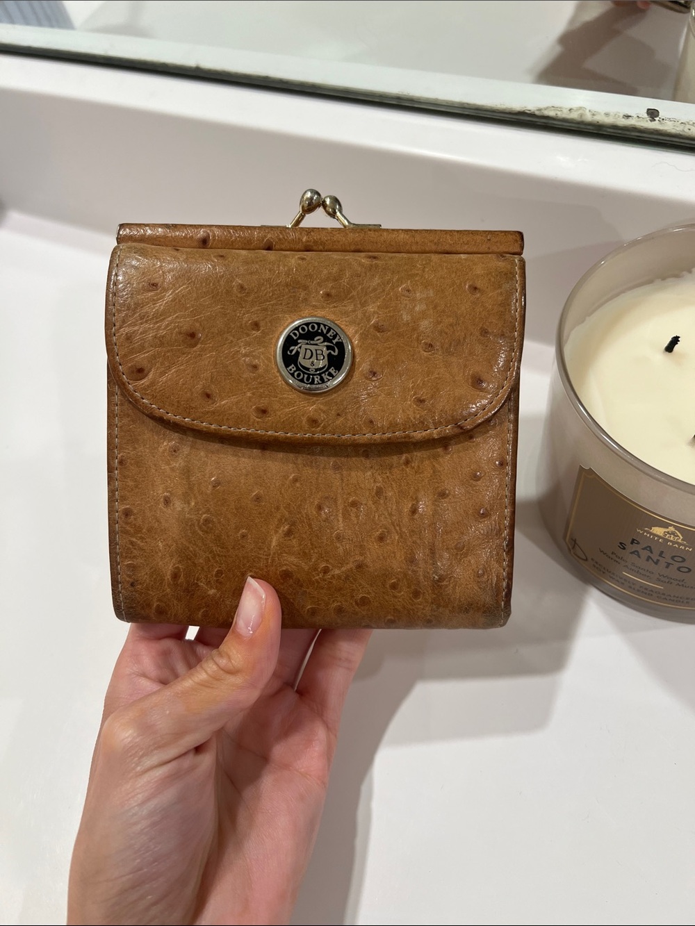 Vintage Dooney & Bourke ostrich kiss lock wallet
